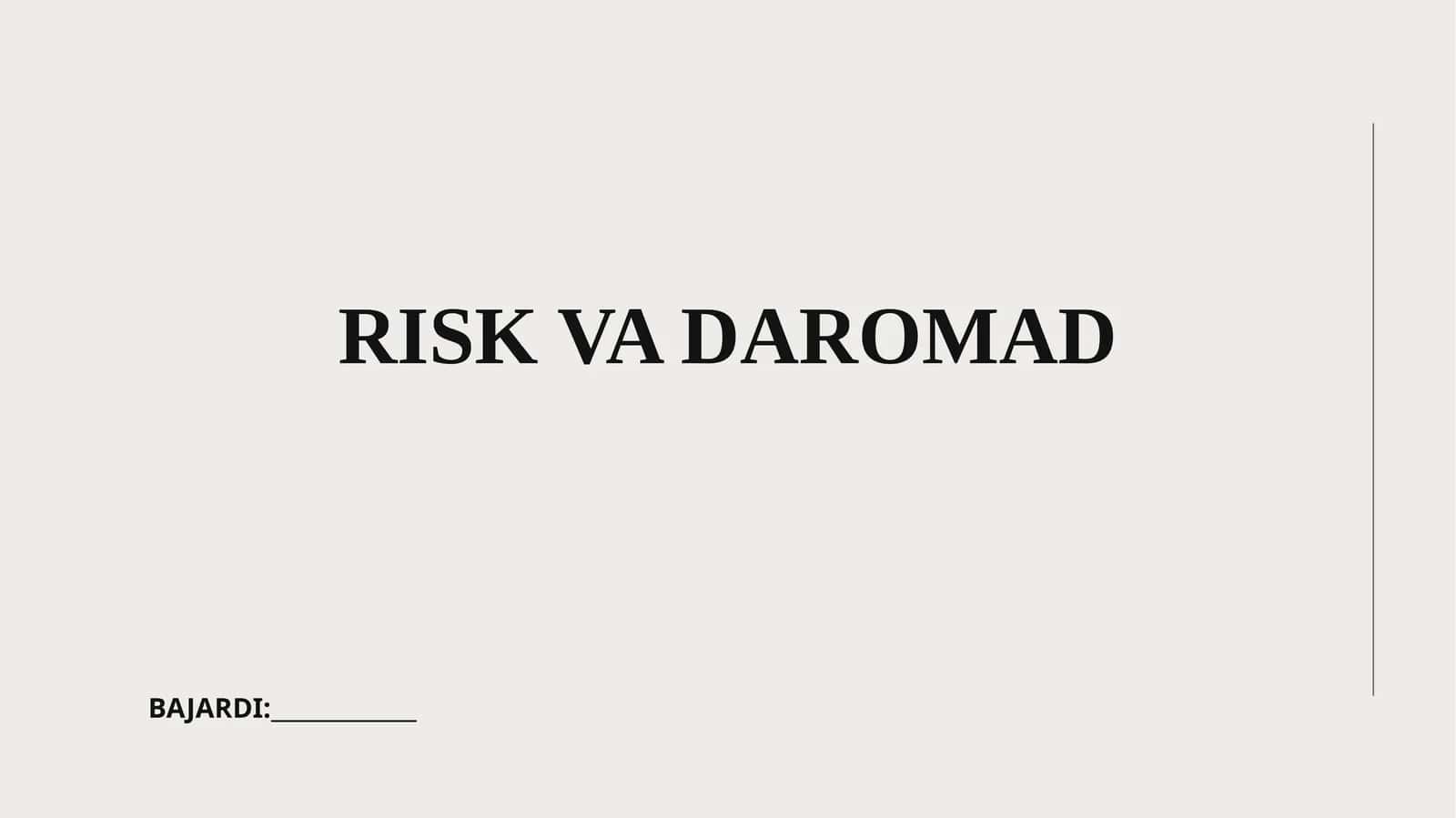 Risk va daromad 1