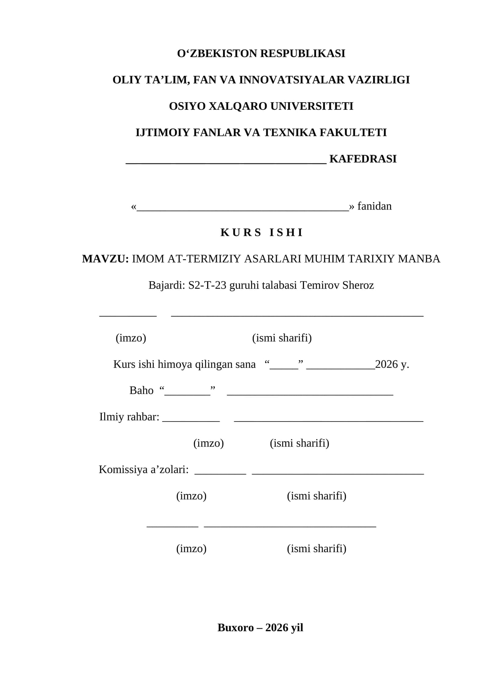 IMOM AT-TERMIZIY ASARLARI MUHIM TARIXIY MANBA 1