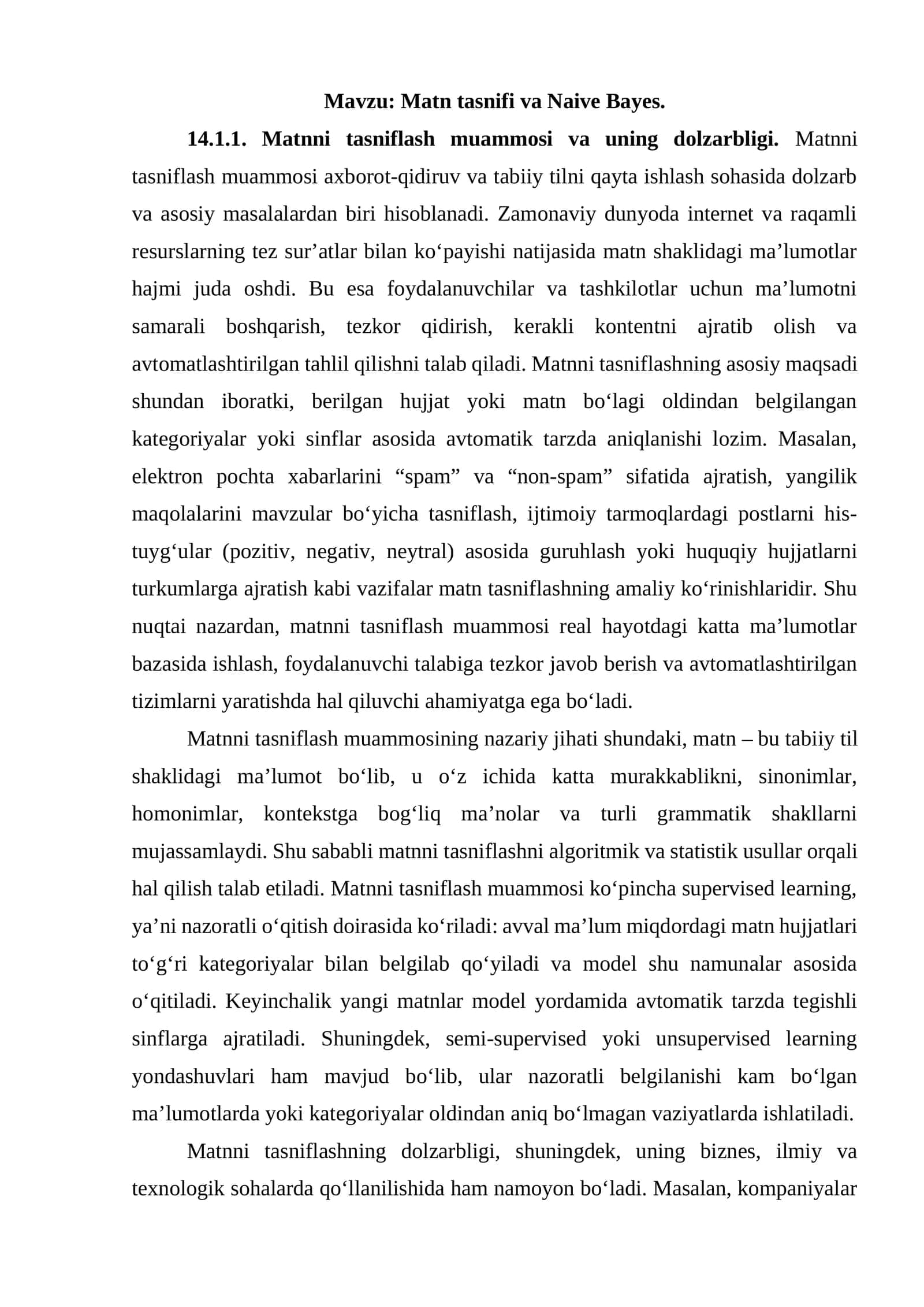Matn tasnifi va Naive Bayes 1