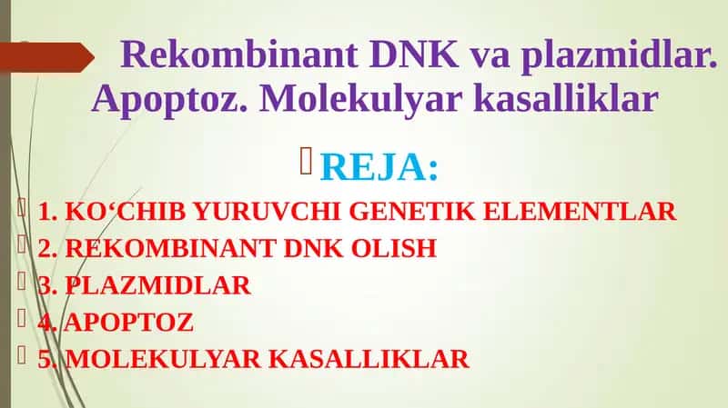 Rekombinant DNK va plazmidlar 1