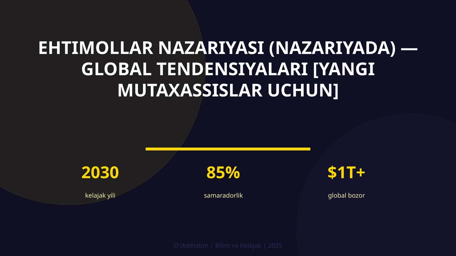 Ehtimollar Nazariyasi (Nazariyada) — Global Tendensiyalari [Yangi Mutaxassislar Uchun] 1
