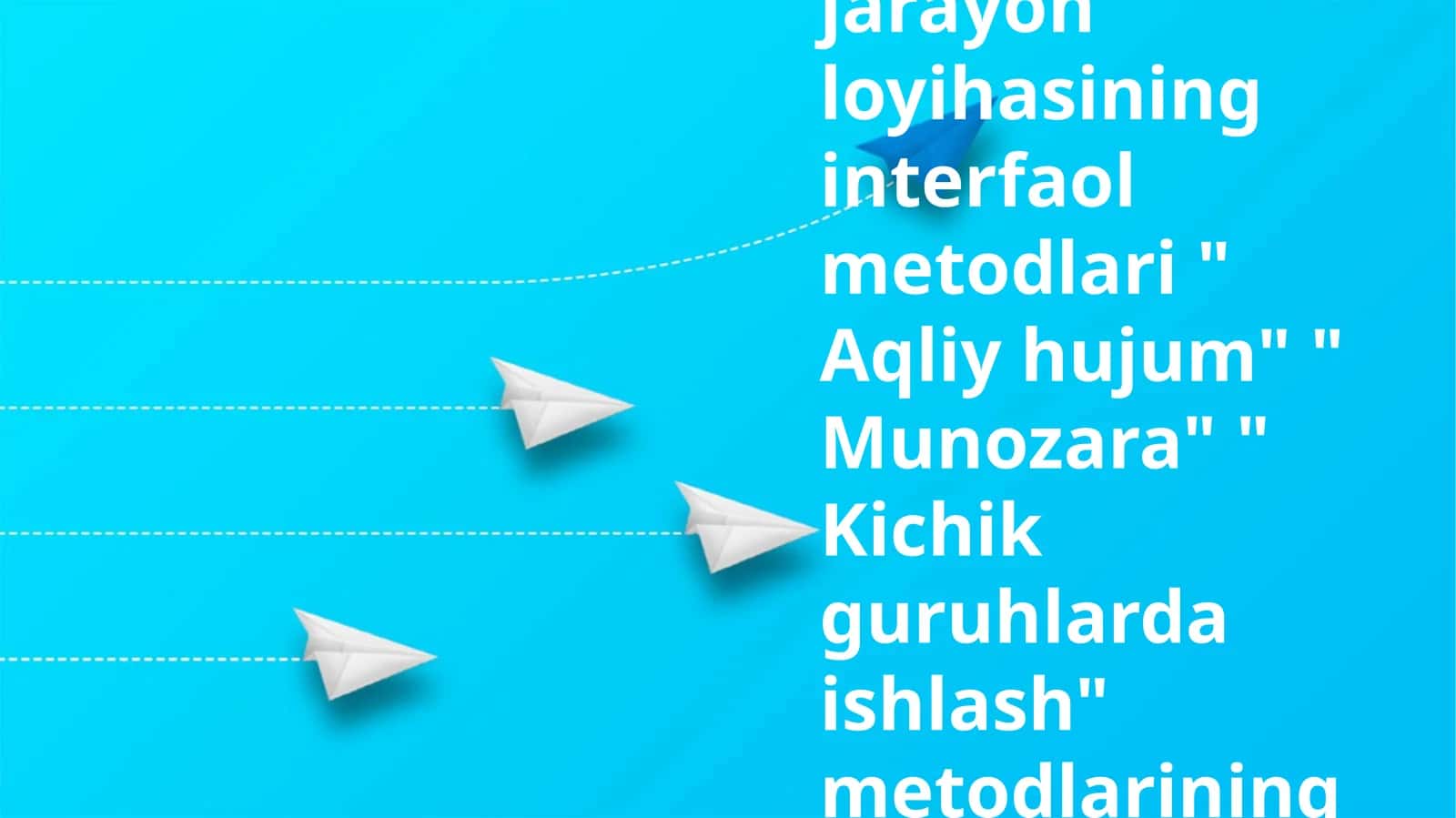 Didaktik jarayon loyihasining interfaol metodlari " Aqliy hujum" " Munozara" " Kichik guruhlarda ishlash" metodlarining qoʻllanish usuli 1