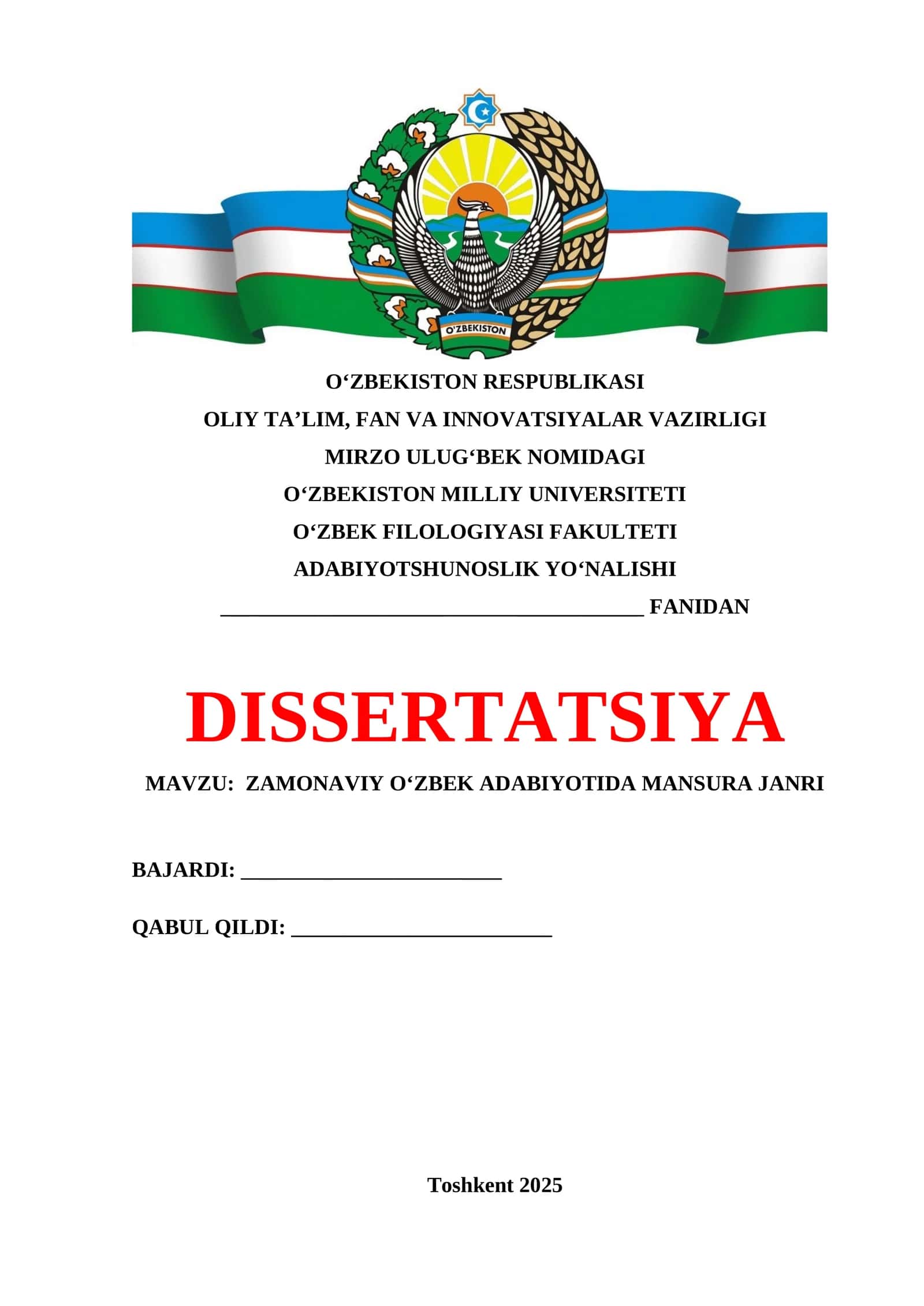 ZAMONAVIY O‘ZBEK ADABIYOTIDA MANSURA JANRI 1