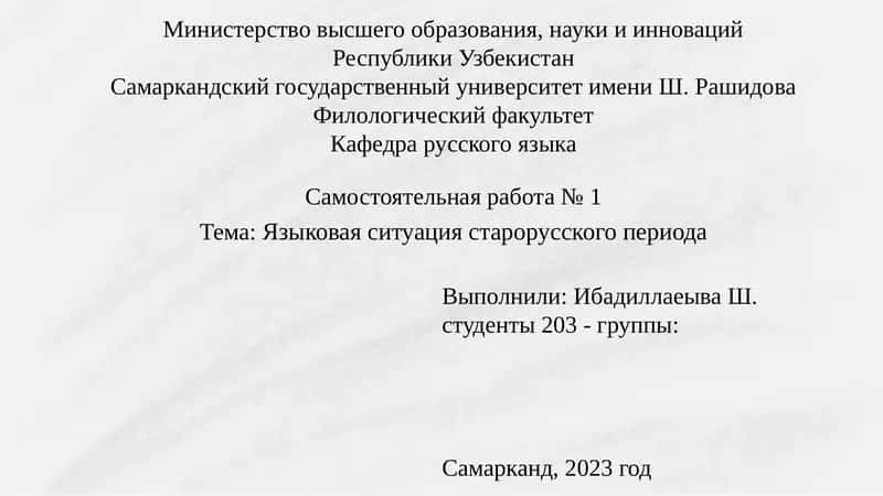 Самостоятельная работа № 1 1