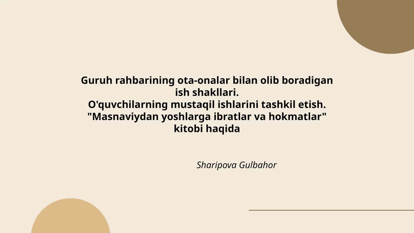 Masnaviydan yoshlarga ibratlar va hokmatlar 1