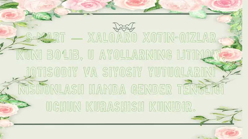 8-mart - Xalqaro xotin-qizlar kuni 1