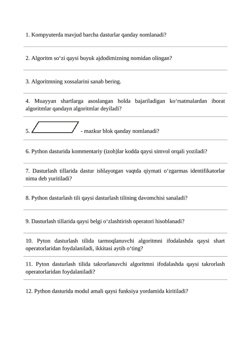 Dasturlash tillari 1