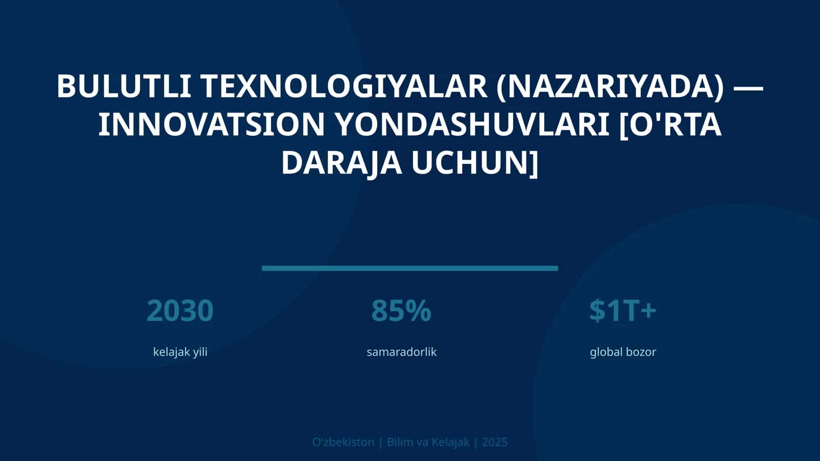 Bulutli texnologiyalar (nazariyada) — innovatsion yondashuvlari [o'rta daraja uchun] 1