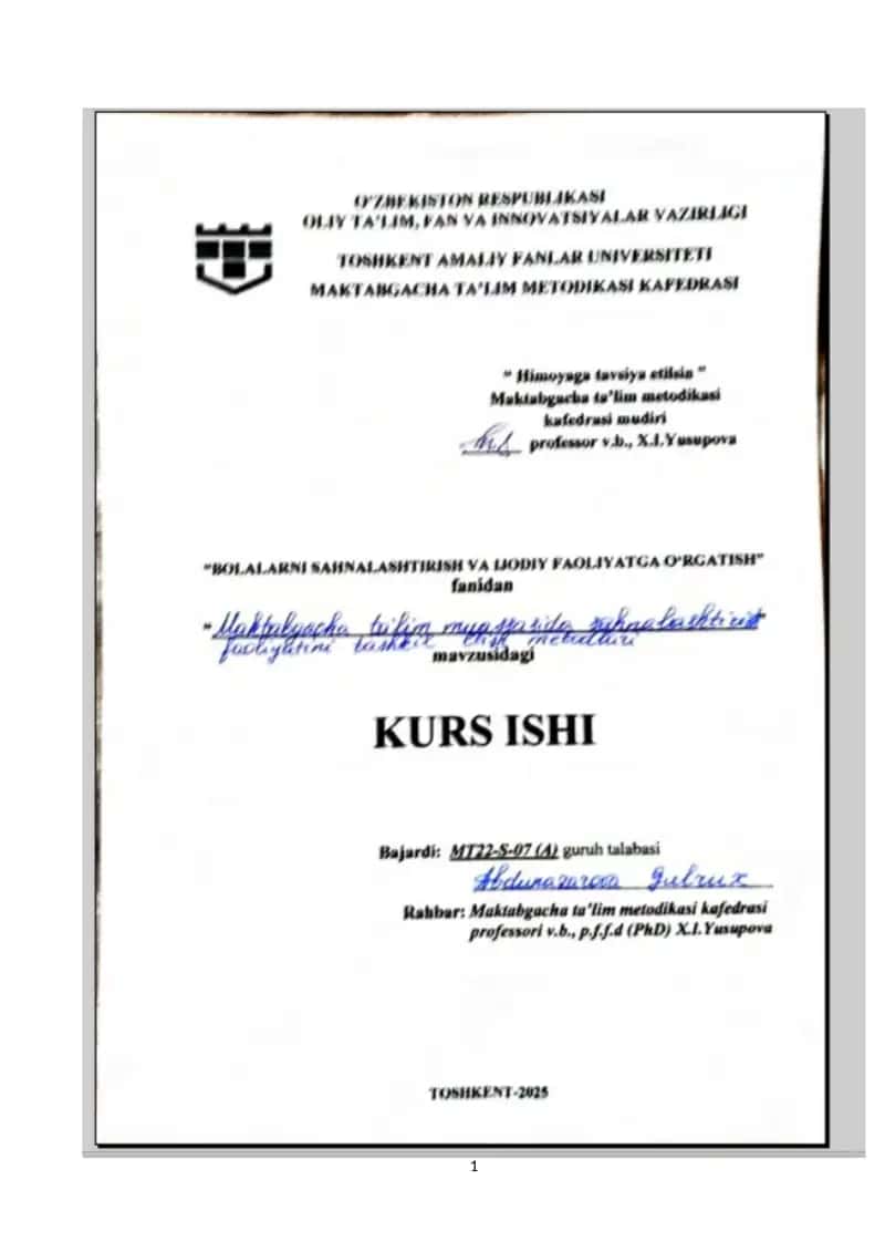 Maktabgacha ta'lim muassasasida sahnalashtirish faoliyatini tashkil etish metodlari 1