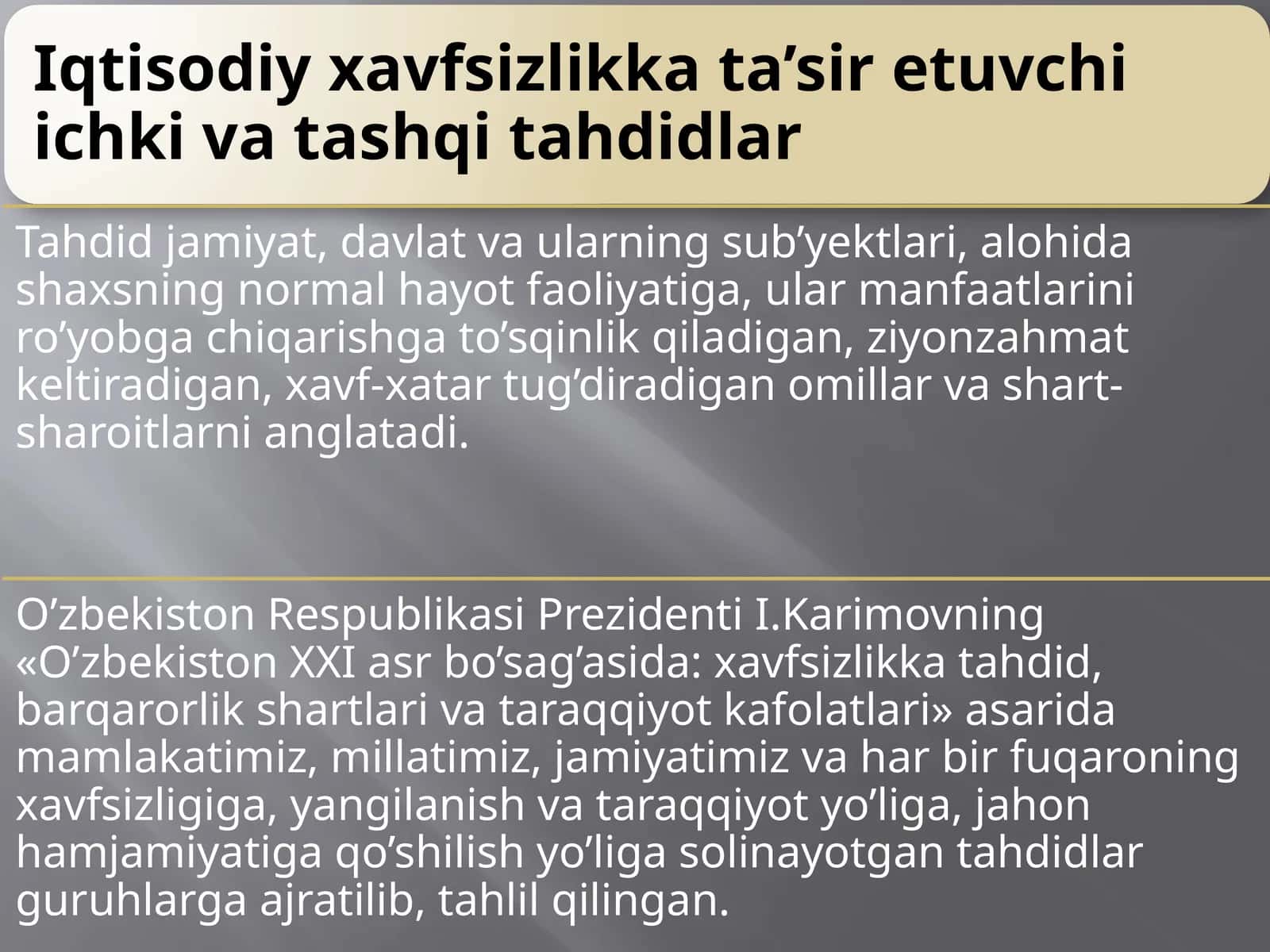 Tahdidlarning turlari 1