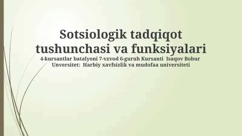 Sotsiologik tadqiqot tushunchasi va funksiyalari 1