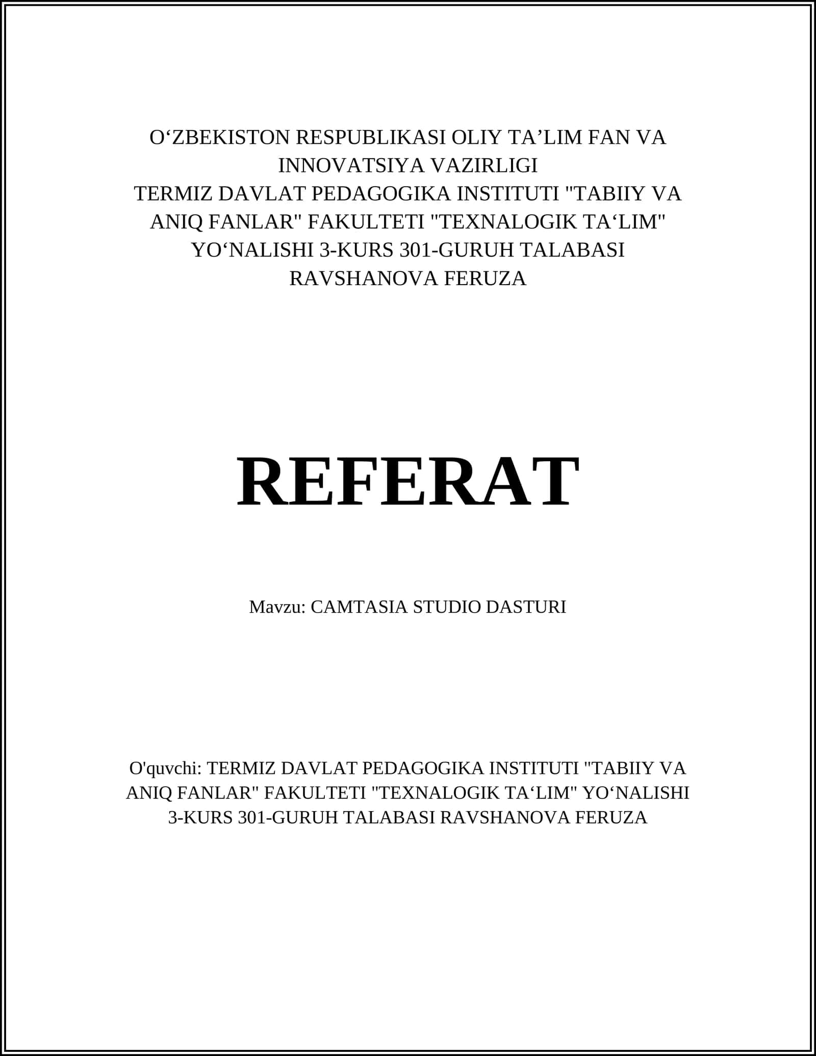 CAMTASIA STUDIO DASTURI 1