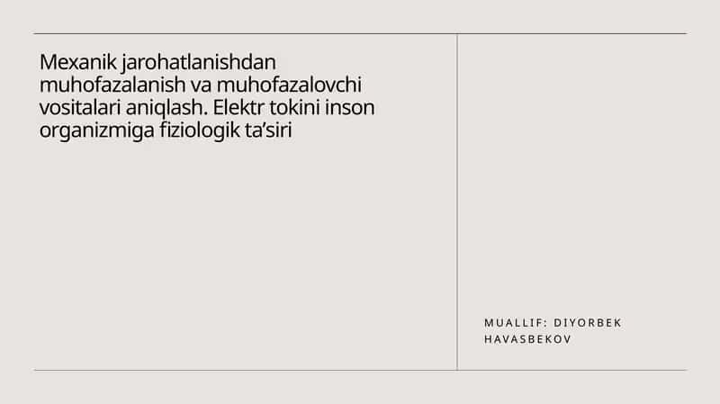 Mexanik zararlar va himoya qurilmalari identifikatsiyasi 1