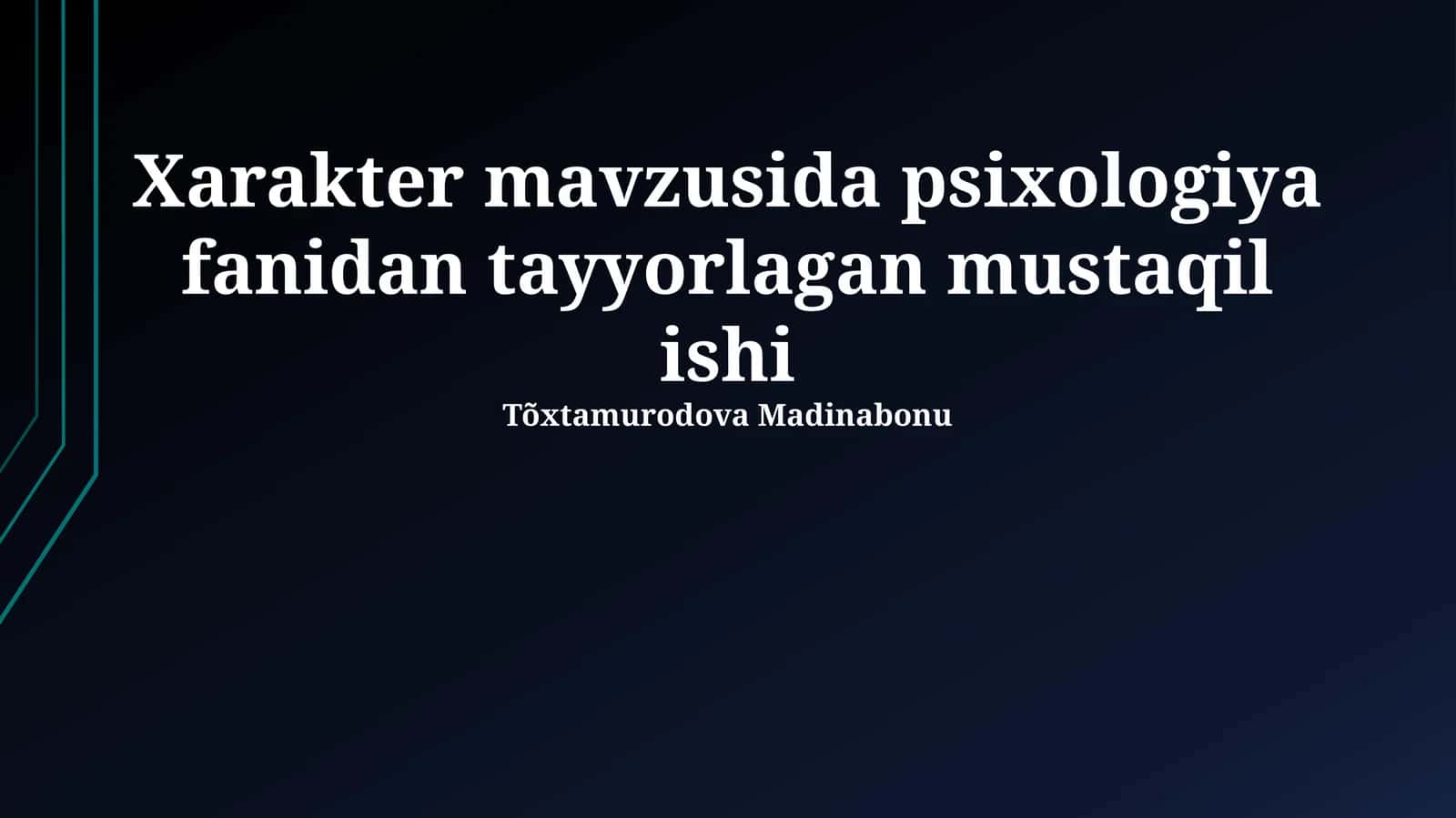 Xarakter Tiplari va Ularning Xususiyatlari 1