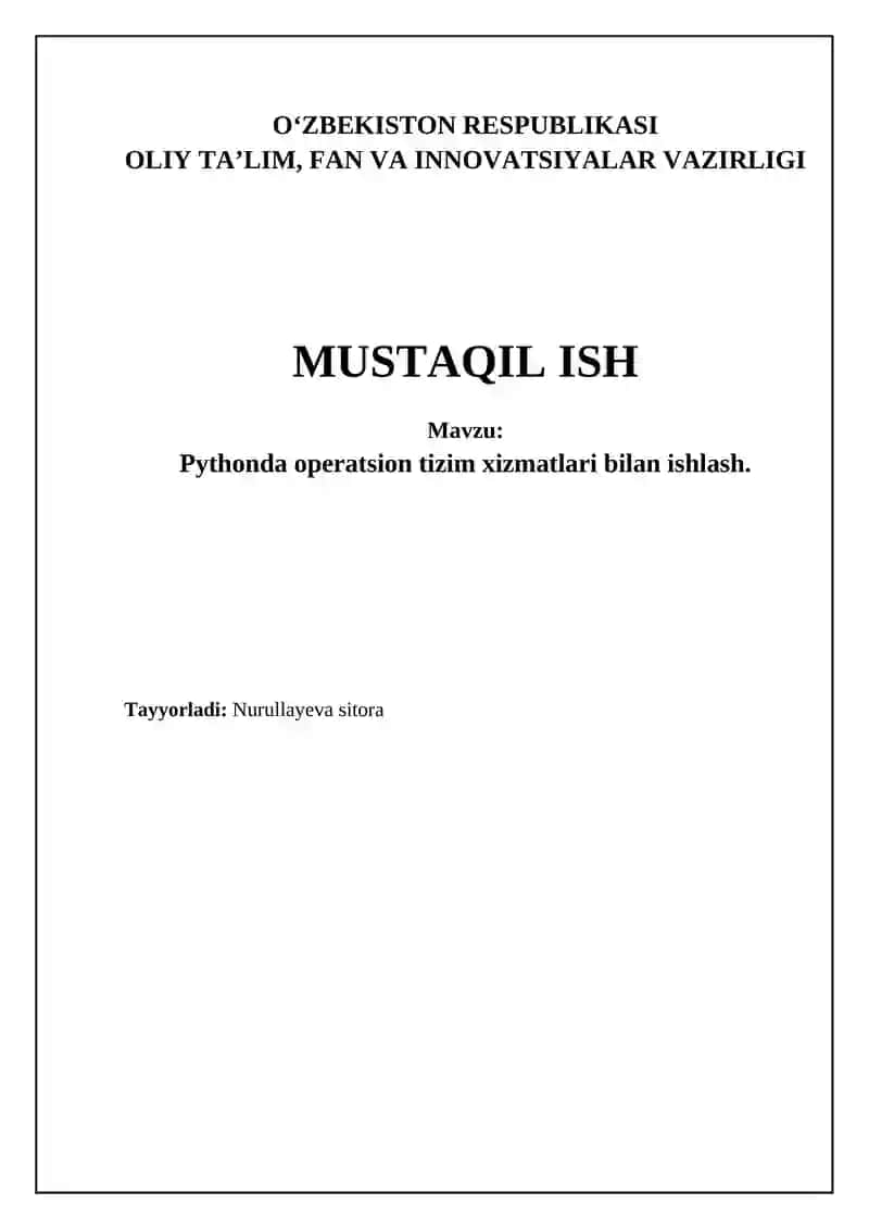 Python orqali operatsion tizim xizmatlariga kirish 1