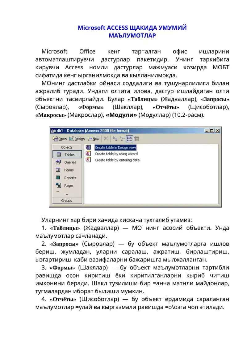 Microsoft ACCESS 1