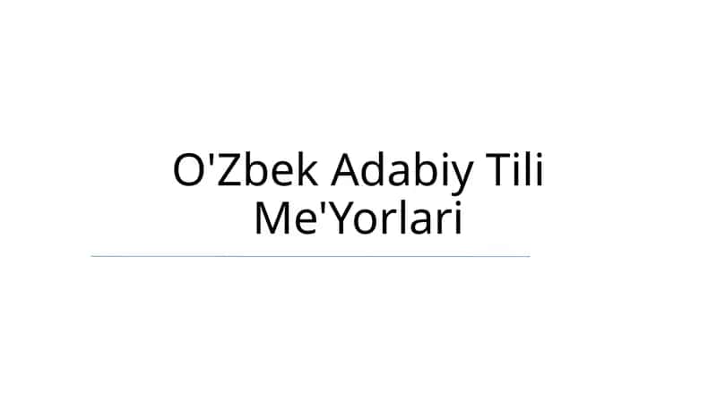 O'Zbek Adabiy Tili Me'Yorlari 1