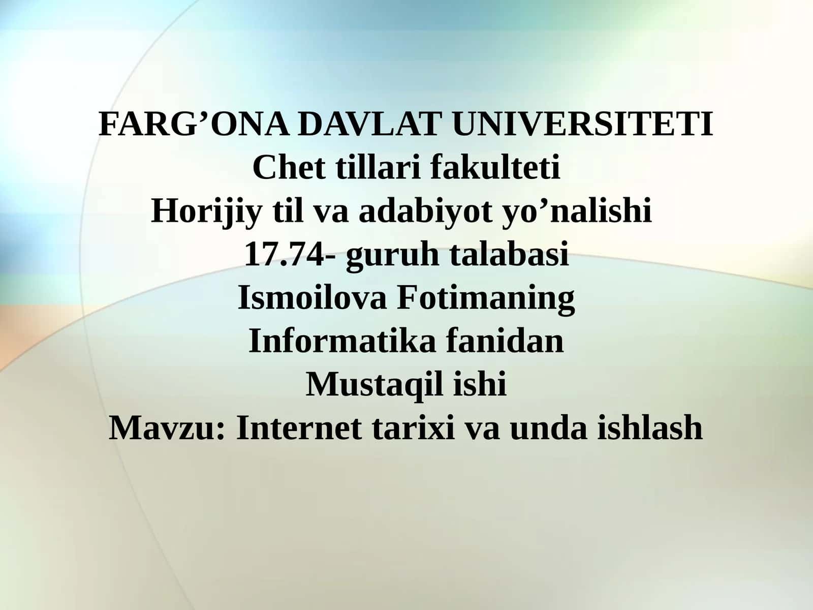 Internet tarixi va unda ishlash 1