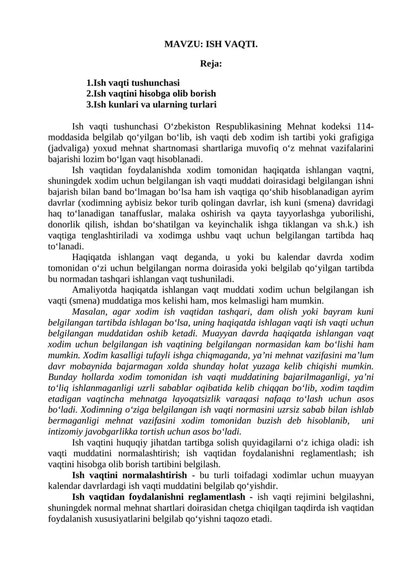 Ish vaqti 1