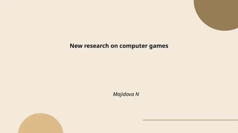 New Research on Computer Games 1