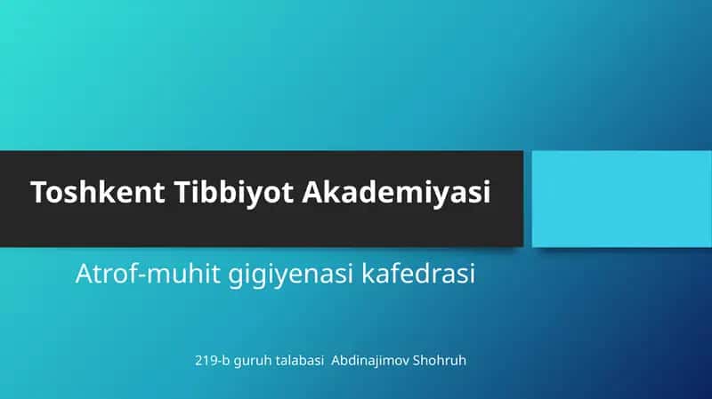 Favqulotdavaziyatlarvahalokatlarda UASH Ishining gigiyenik jihatlari 1