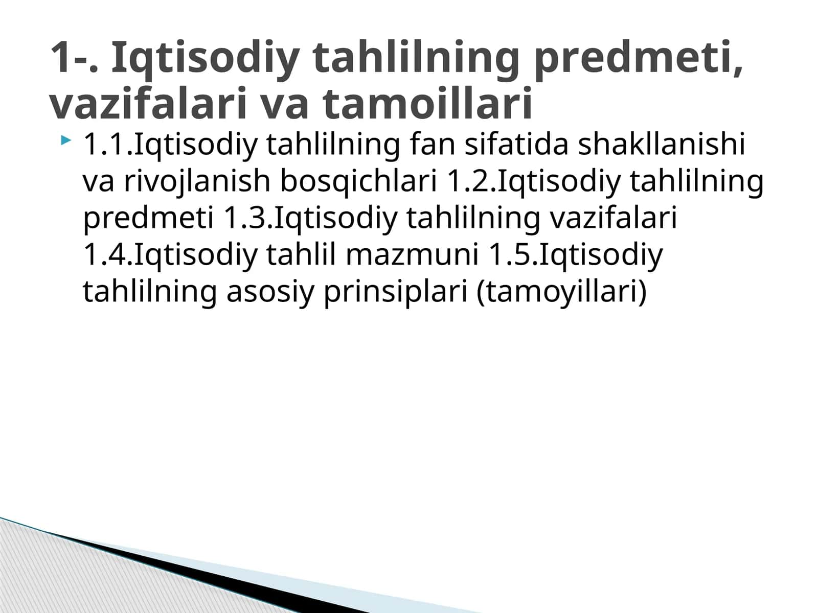 Iqtisodiy tahlilning fan sifatida shakllanishi va rivojlanish bosqichlari 1