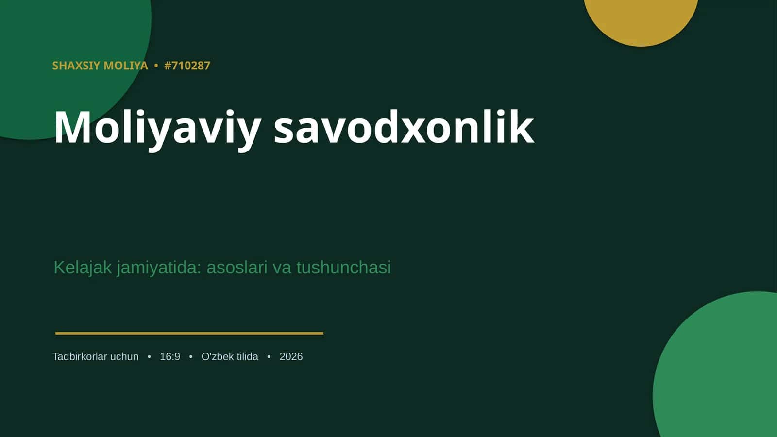 SHAXSIY MOLIYA • #710287 1