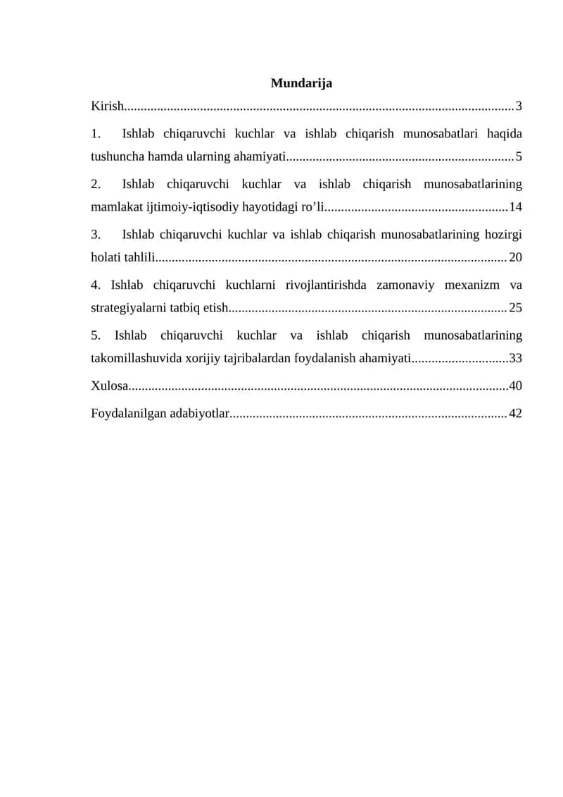 Kurs ishi mavzusi: Ishlab chiqaruvchi kuchlar va ishlab chiqarish munosabatlari 1