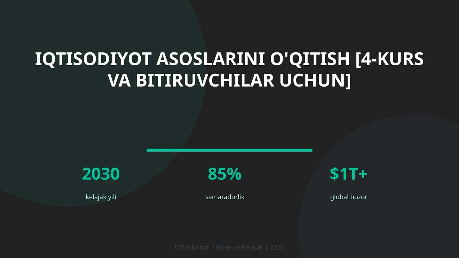Iqtisodiyot asoslarini o'qitish [4-kurs va bitiruvchilar uchun] 1