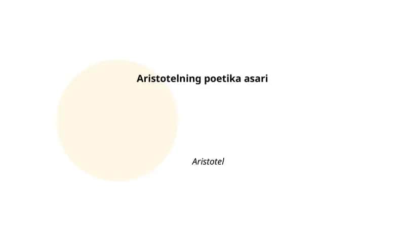 Aristotelning poetika asari 1