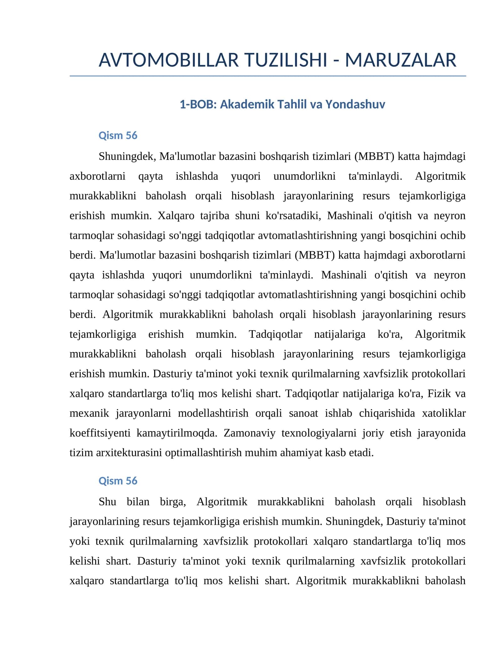 AVTOMOBILLAR TUZILISHI - MARUZALAR 1