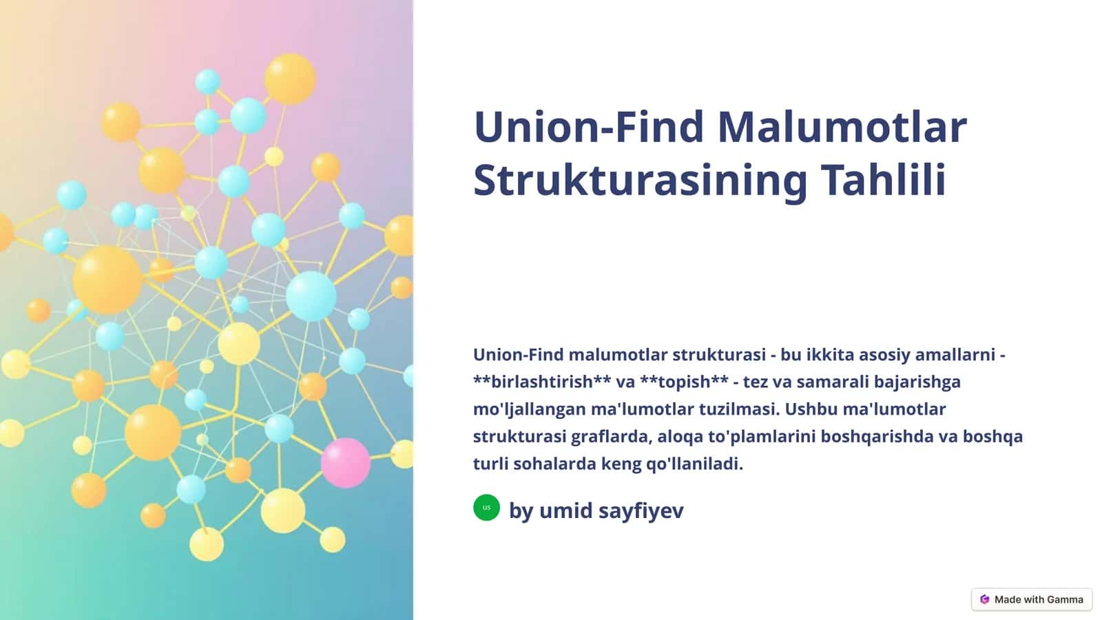 Union-Find Malumotlar Strukturasining Tahlili 1
