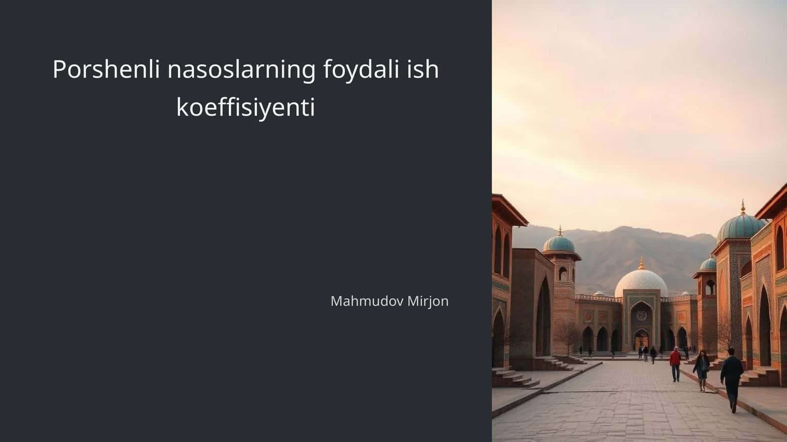 Porshenli nasoslarning foydali ish koeffisiyenti 1