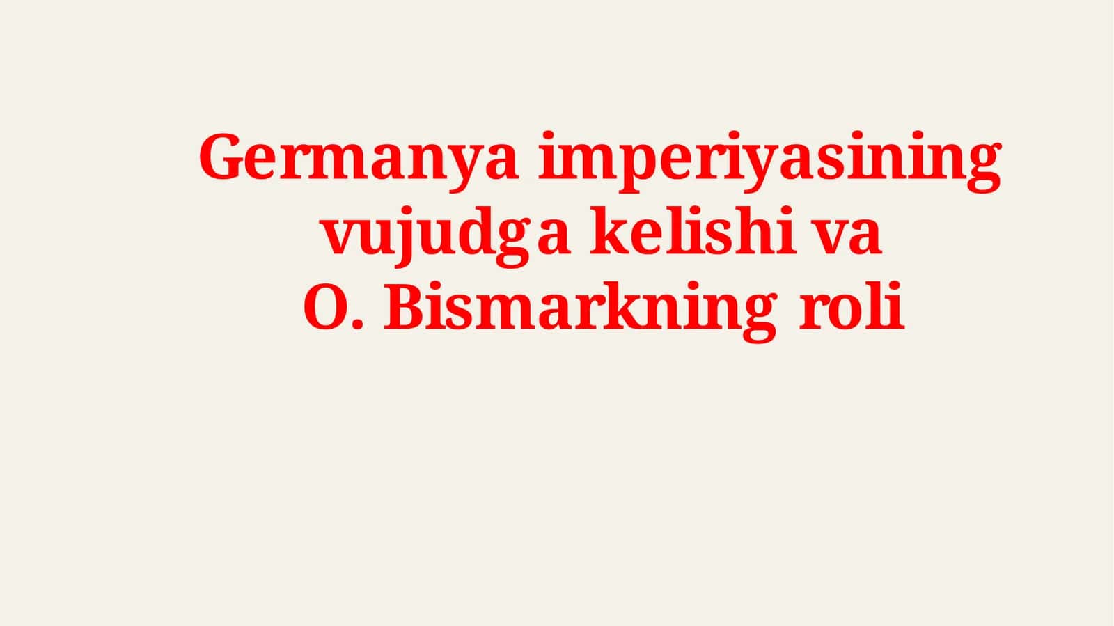 Bismark va birlashuv urushlari 1
