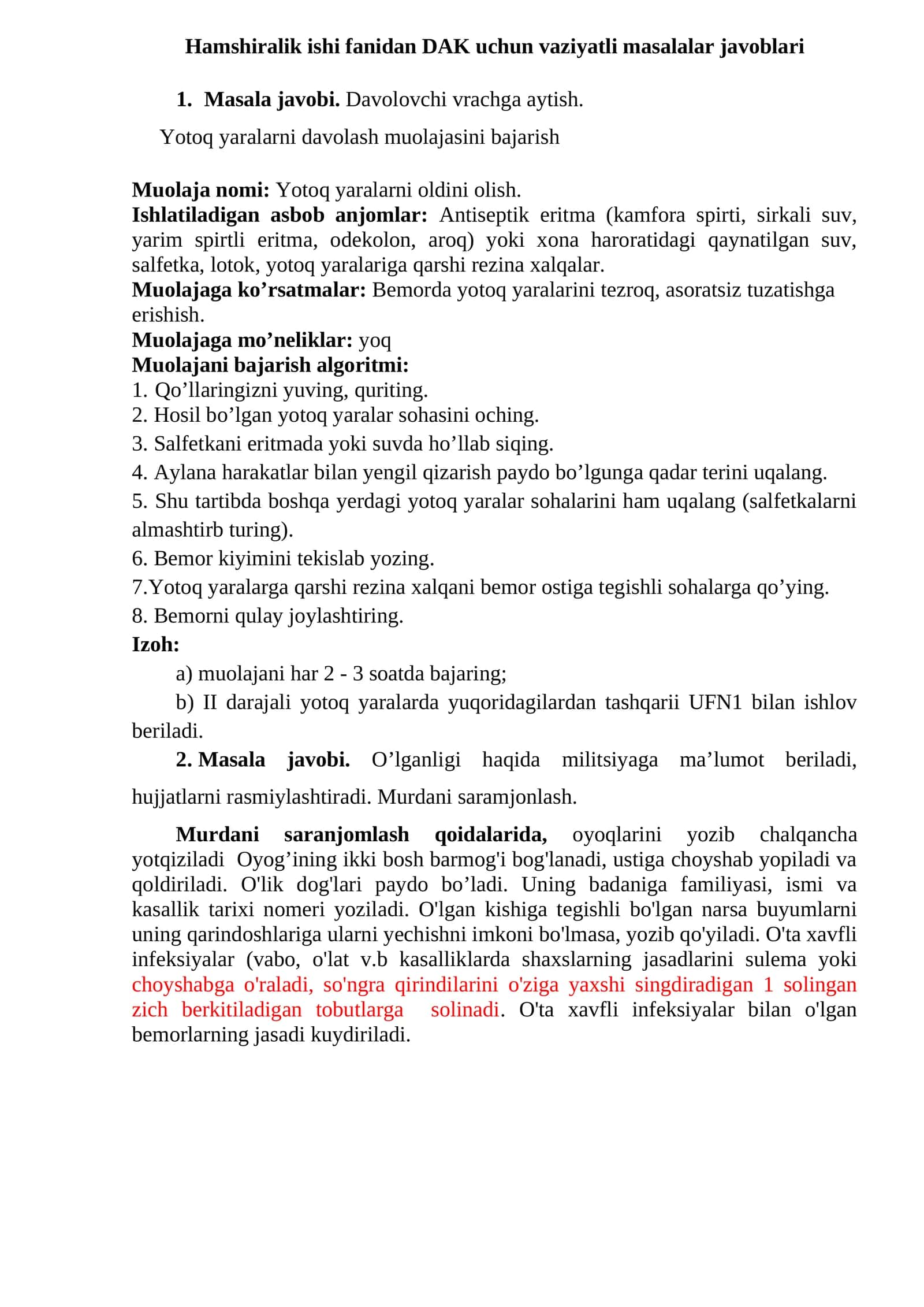Yotoq yaralarni davolash muolajasini bajarish 1