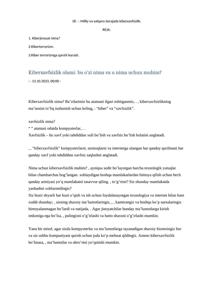 Kiberxavfsizlik muammolari va ularni hal etish usullari 1