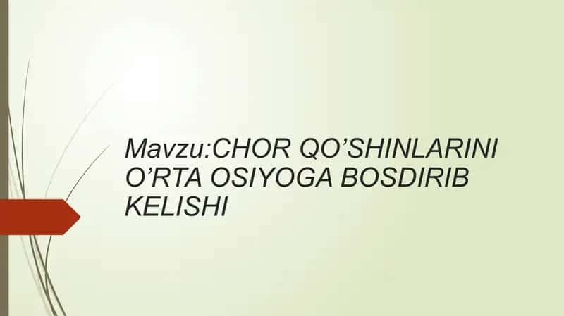 CHORQO’SHINLARINI O’RTA OSIYOGA BOSDIRIB KELISHI 1