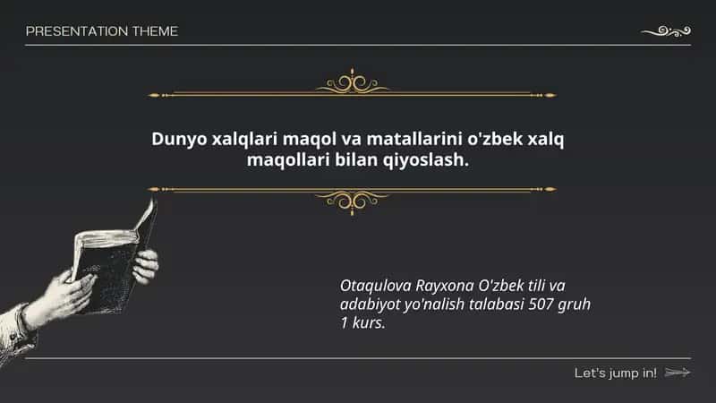 Dunyo xalqlari maqol va matallarini o'zbek xalq maqollari bilan qiyoslash 1