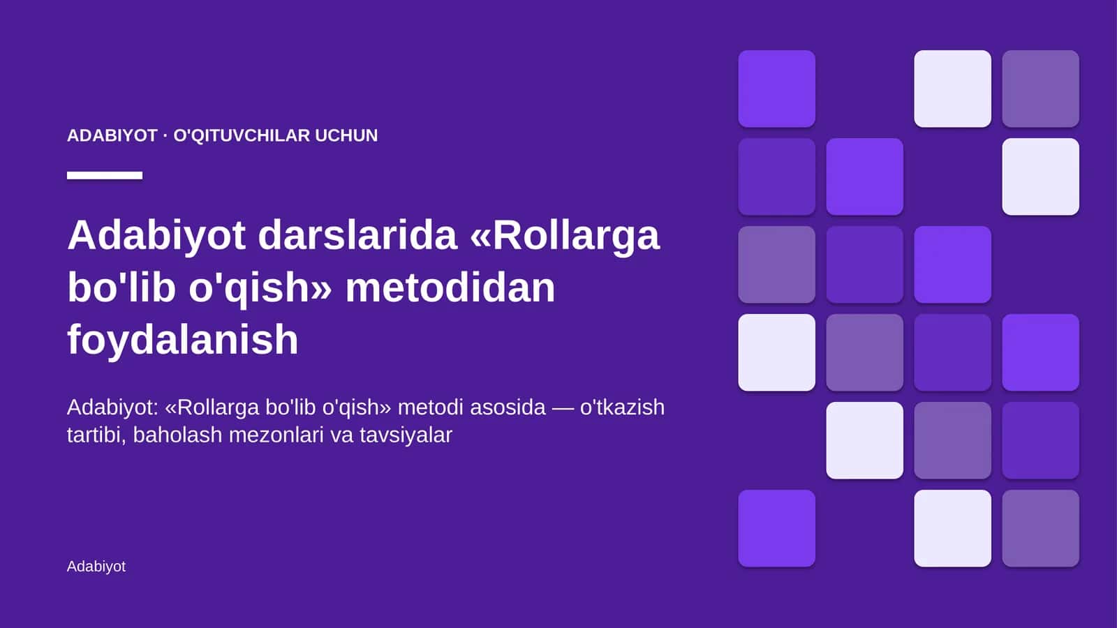 adabiyot darslarida rollarga bo'lib o'qish metodidan foydalanish 4222 1