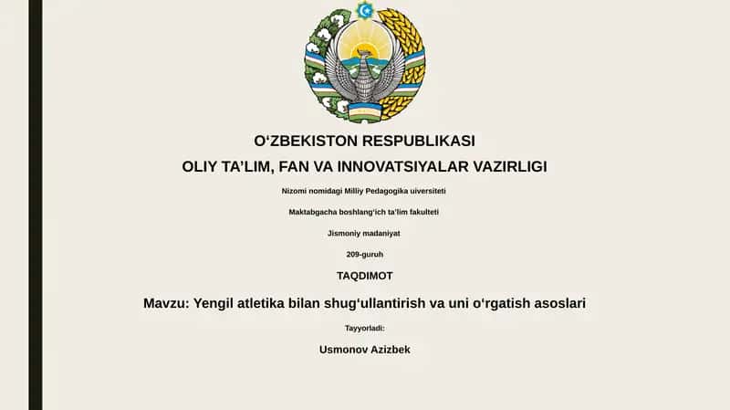 Yengil atletika bilan shugʻullantirish va uni oʻrgatish asoslari 1