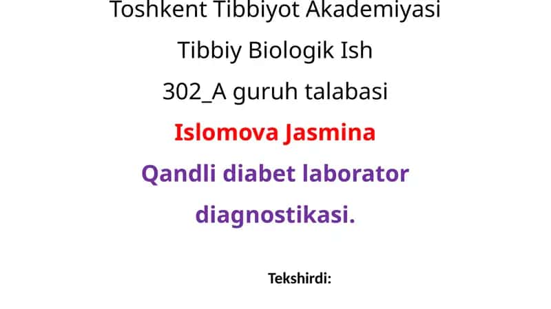 Qandli Diabet. 1