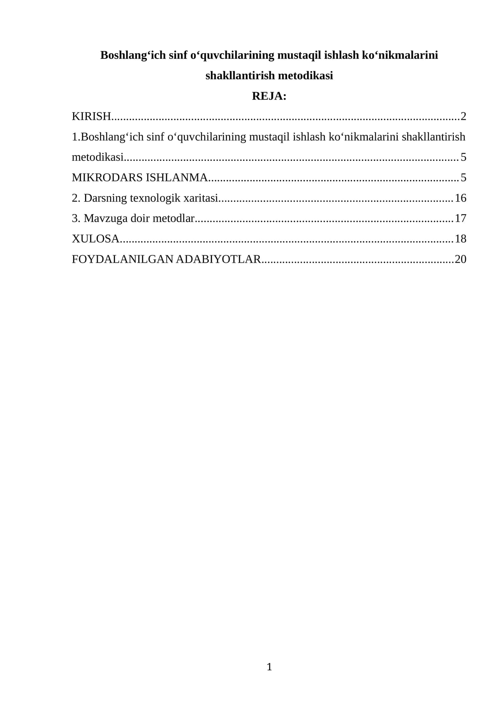 Boshlang‘ich sinf o‘quvchilarining mustaqil ishlash ko‘nikmalarini shakllantirish metodikasi 1