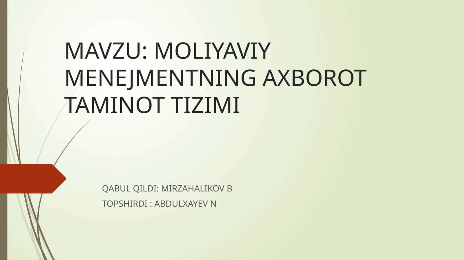 MOLIYAVIY MENEJMENTNING AXBOROT TAMINOT TIZIMI 1