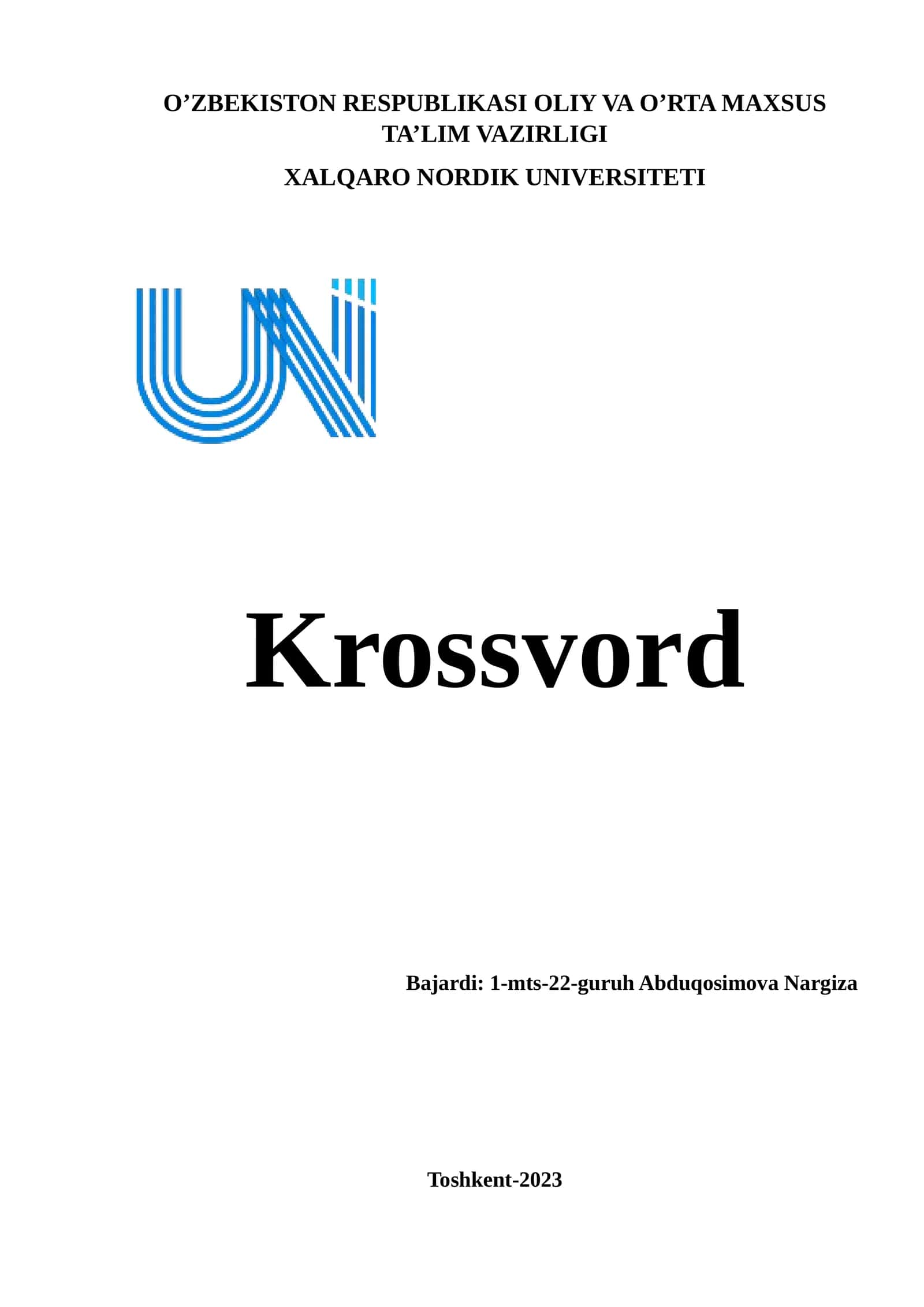 Krossvord (Crossword) 1