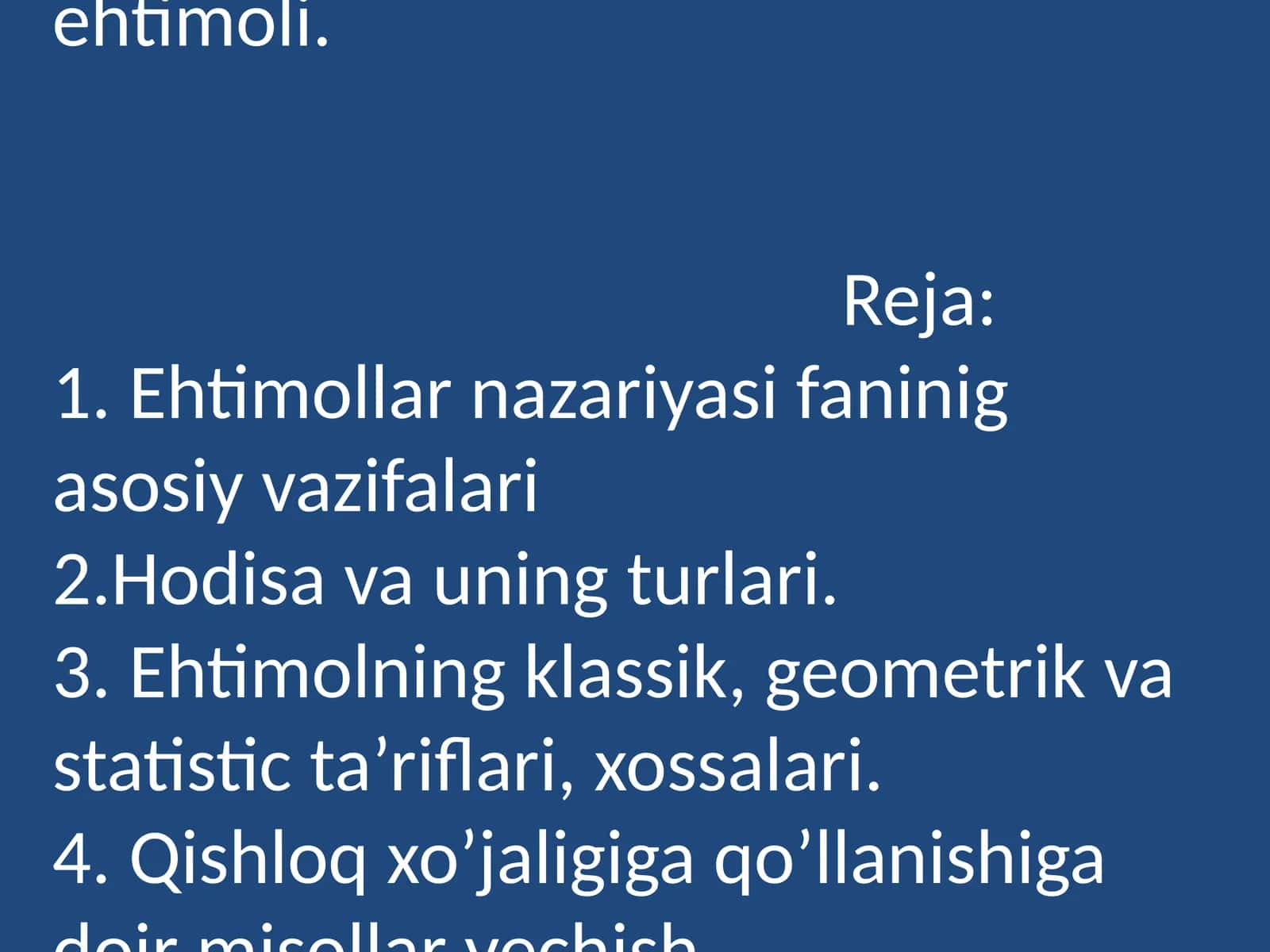 Ehtimollar Nazariyasi 1