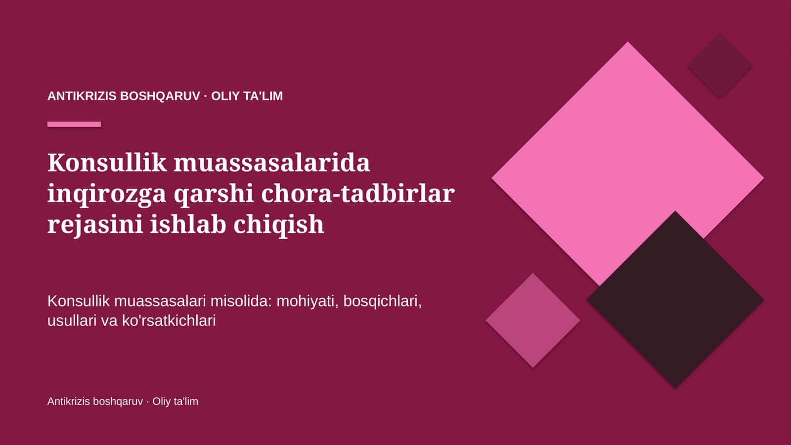Konsullik muassasalarida inqirozga qarshi chora-tadbirlar rejasini ishlab chiqish 1