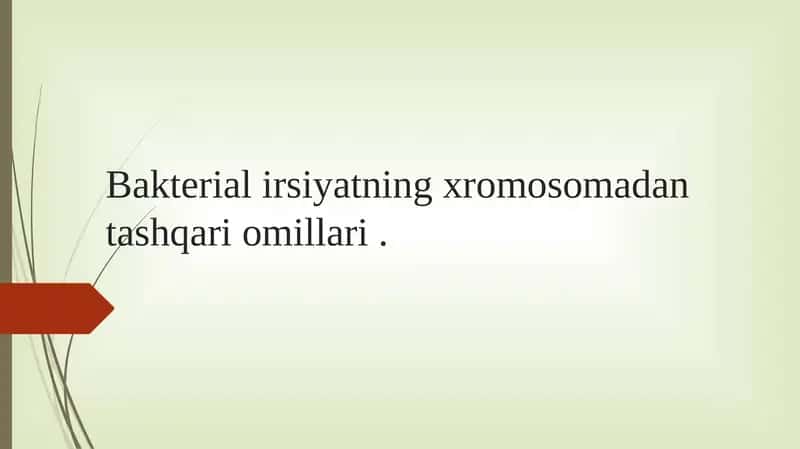Bakterialirsiyatning xromosomadan tashqari omillari 1