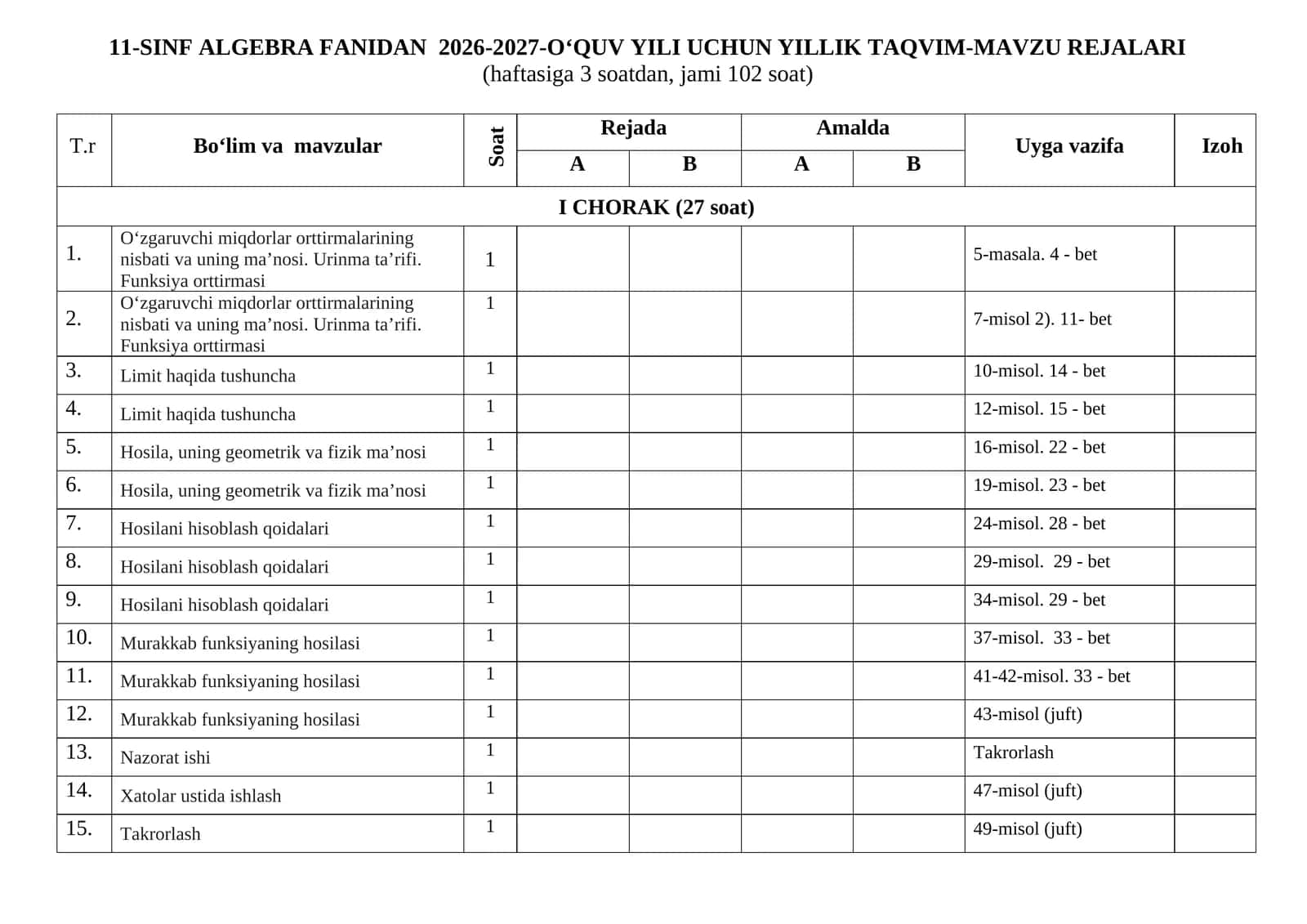 11-SINF ALGEBRA 2026-2027. 1
