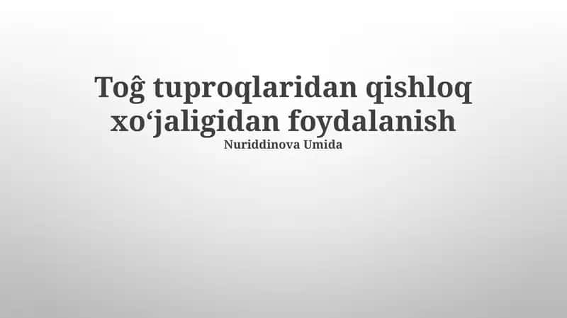 Barqaror Qishloq xo'jaligi amaliyotlari 1