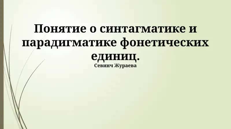 Понятие о синтагматике и парадигматике фонетических единиц 1
